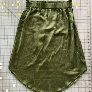 LOFT olive green satin silky knee-length skirt